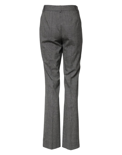 Dolce & Gabbana Women's Flared High Rise Virgin Wool Jeans - Gray Checkered