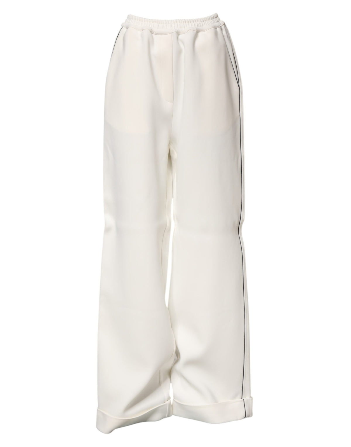 Dolce & Gabbana Women's Regular Fit Wide Mid Rise Stretch Viscose Jeans - White