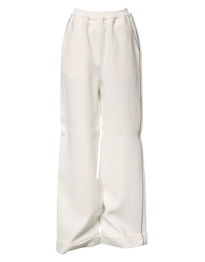 Dolce & Gabbana Women's Regular Fit Wide Mid Rise Stretch Viscose Jeans - White
