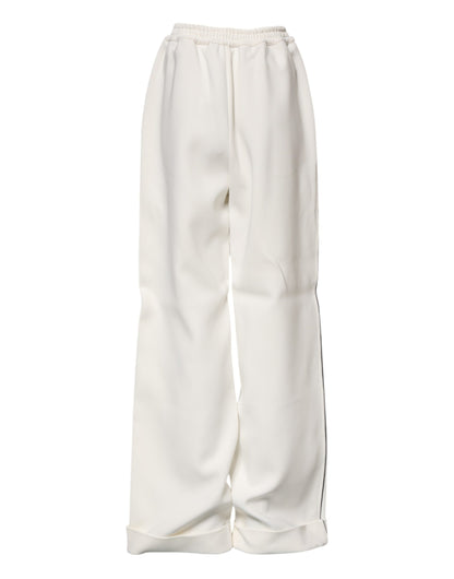 Dolce & Gabbana Women's Regular Fit Wide Mid Rise Stretch Viscose Jeans - White