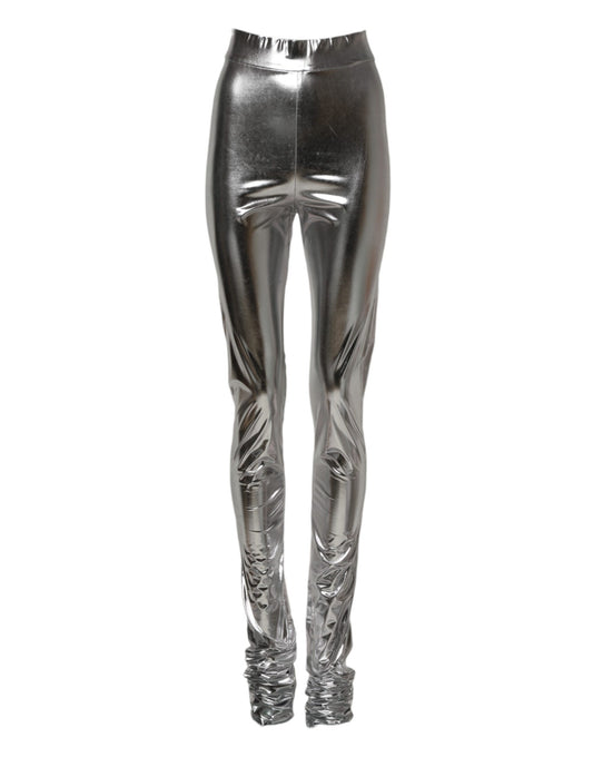 Dolce & Gabbana Women's Slim Leggings High Rise Stretch Polyester - Silver