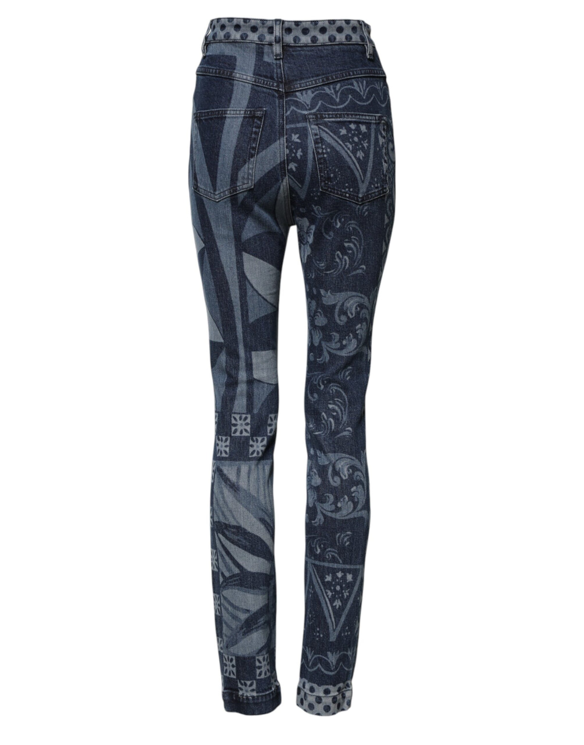 Dolce & Gabbana Women's Skinny High Rise Stretch Denim Cotton Jeans - Blue Print