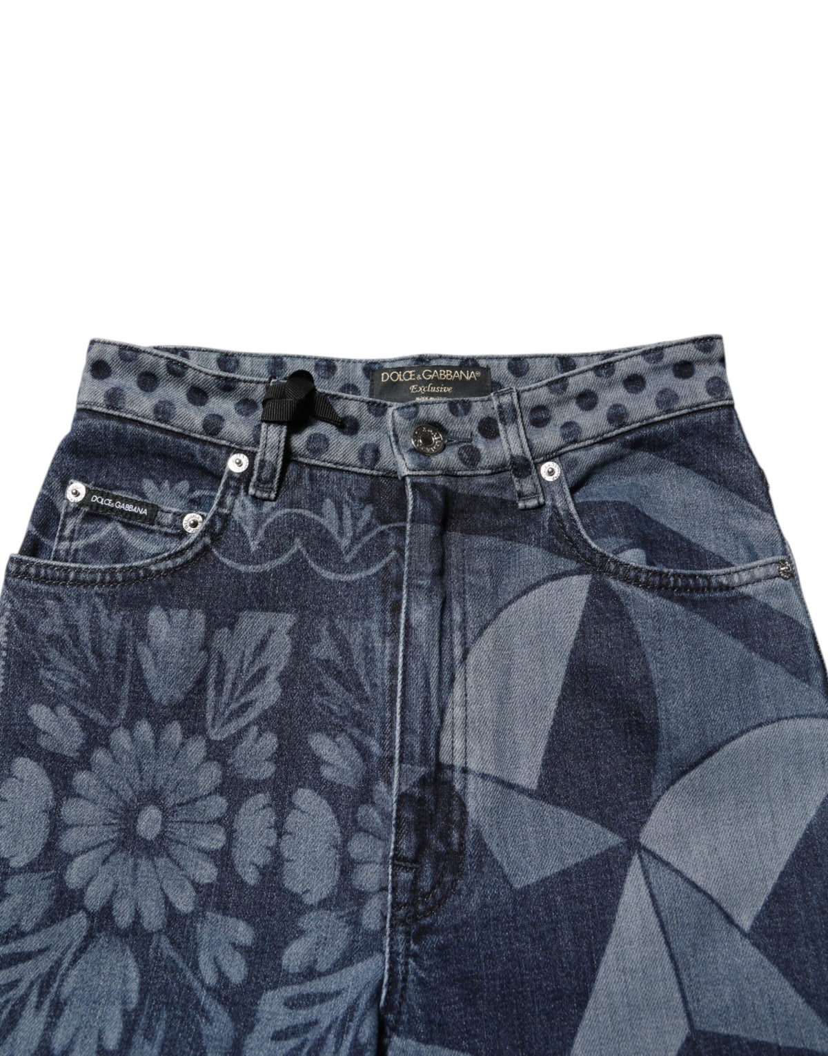 Dolce & Gabbana Women's Skinny High Rise Stretch Denim Cotton Jeans - Blue Print