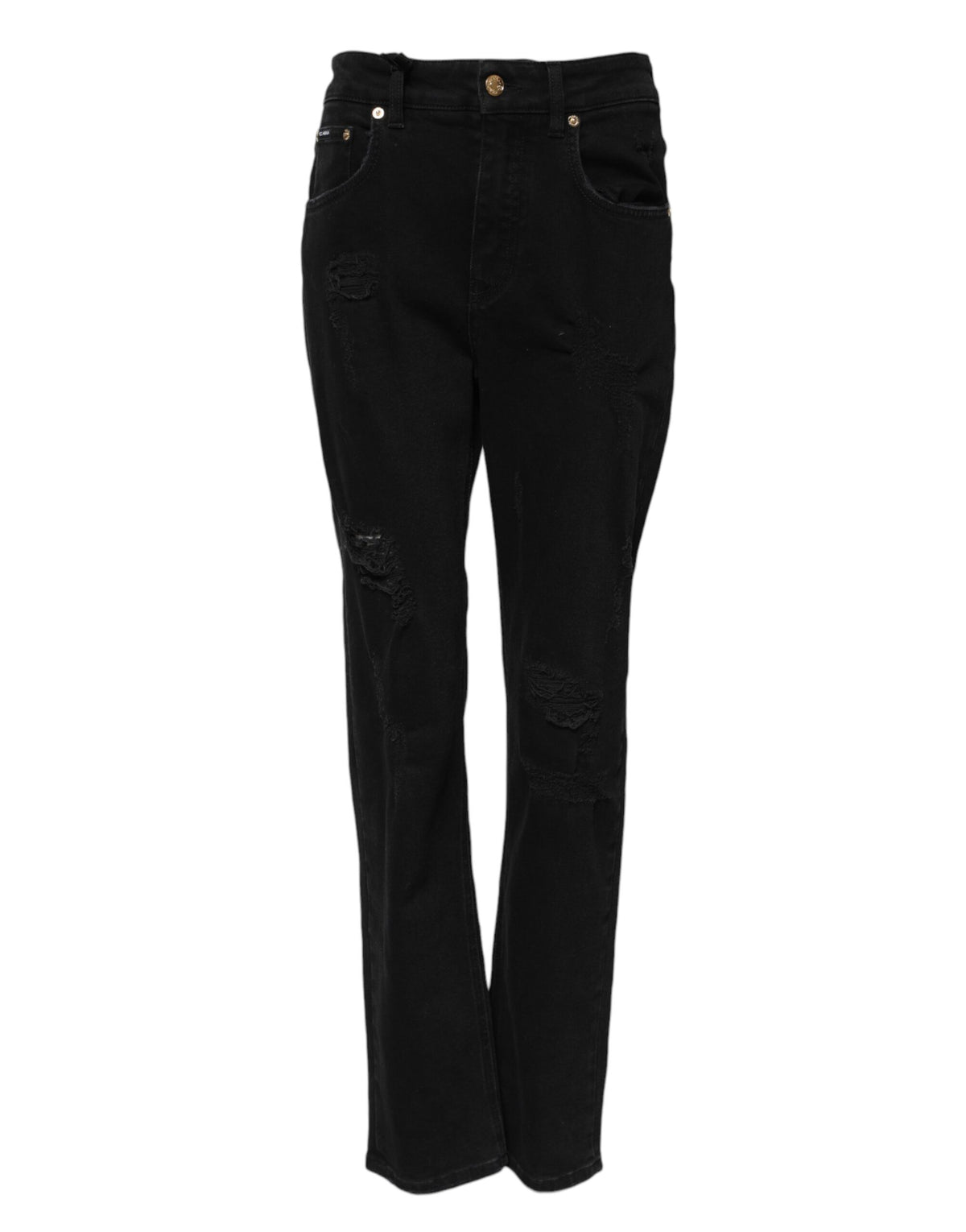 Dolce & Gabbana Women's Flared Boyfriend High Rise Stretch Denim Cotton Jeans - Black