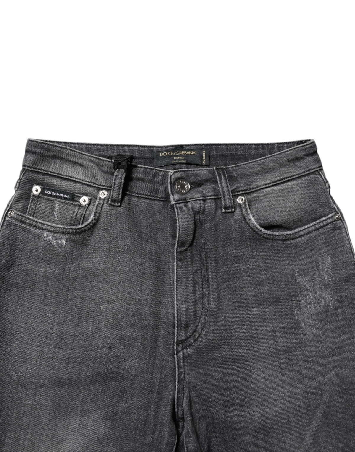Dolce & Gabbana Audrey Women's Skinny High Rise Stretch Denim Cotton Jeans - Dark Gray Gray
