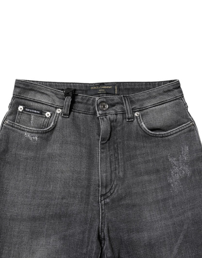 Dolce & Gabbana Audrey Women's Skinny High Rise Stretch Denim Cotton Jeans - Dark Gray Gray