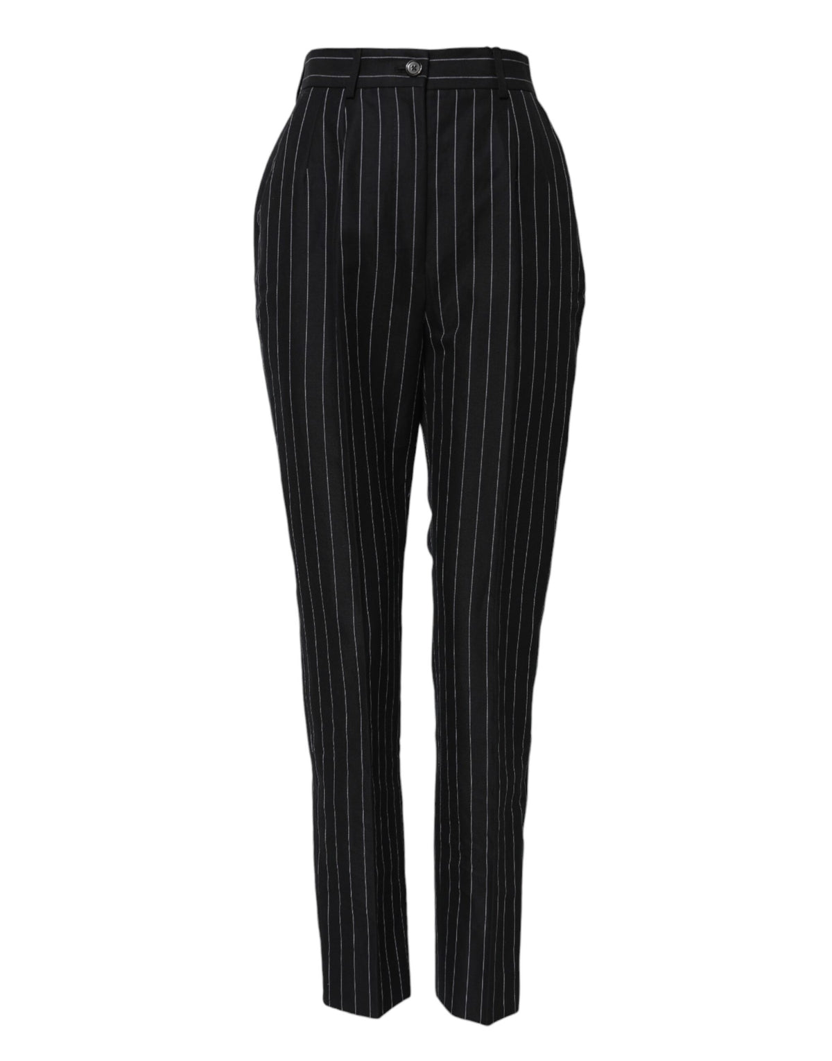 Dolce & Gabbana Women's Tapered Leg High Rise Linen & Cotton Jeans - Black Striped