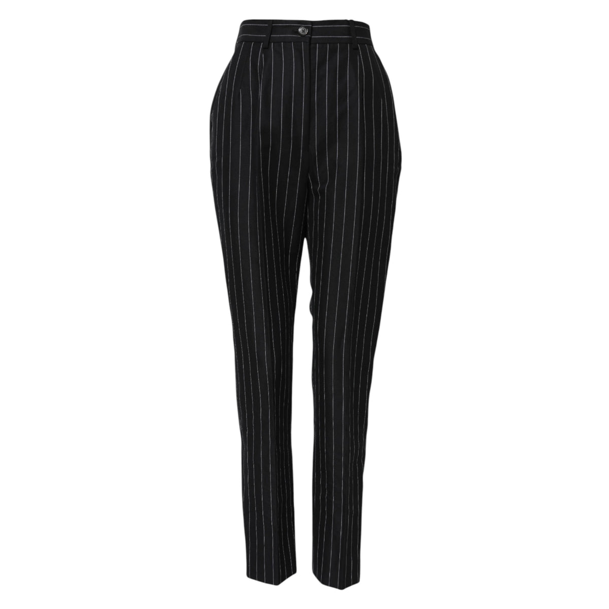Dolce & Gabbana Women's Tapered Leg High Rise Linen & Cotton Jeans - Black Striped