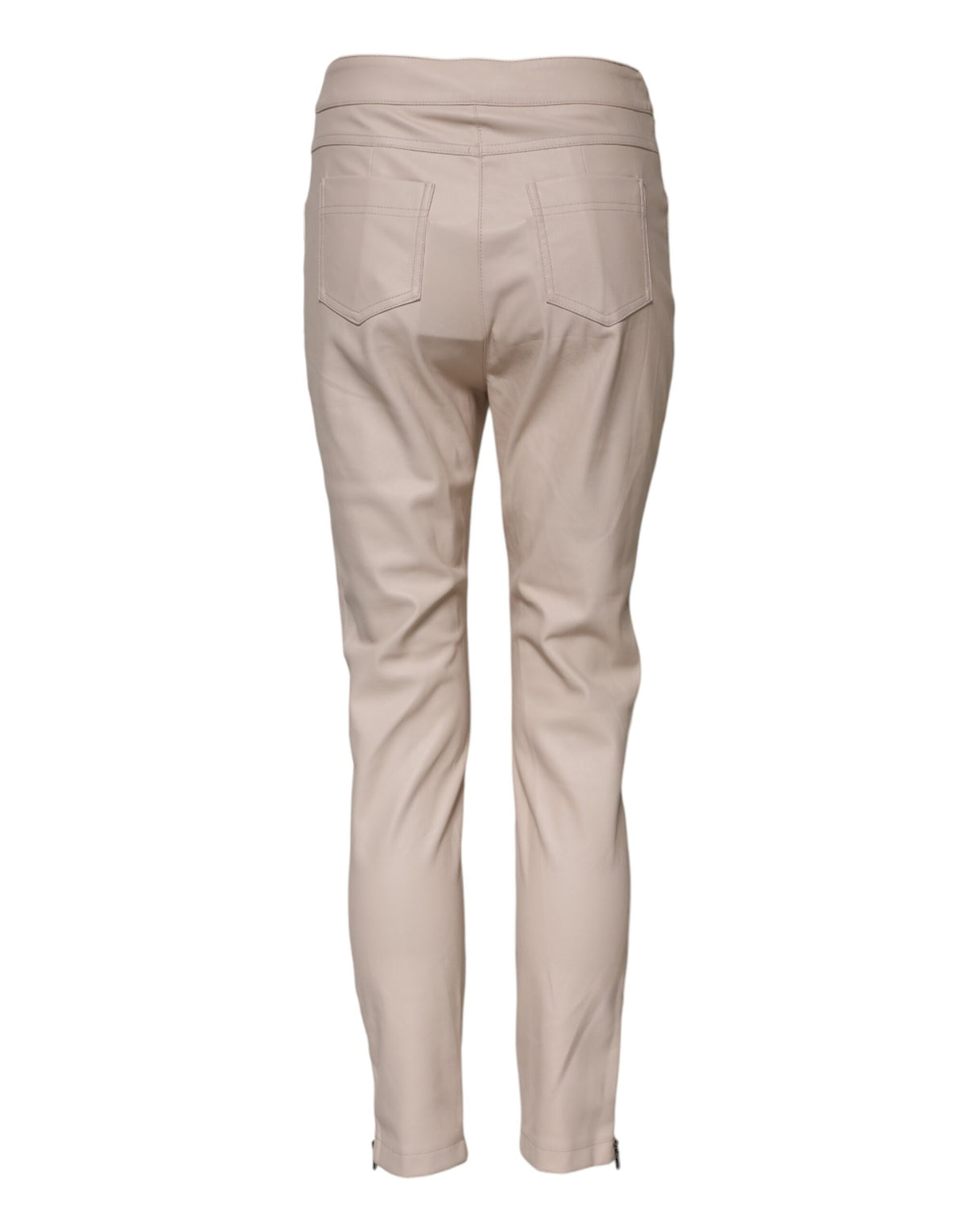 Elisabetta Franchi Women's Tapered Leg High Rise Polyester Jeans - Beige