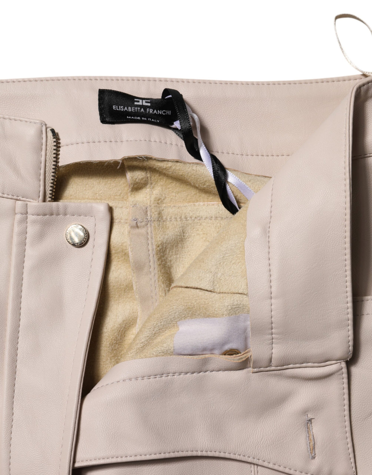 Elisabetta Franchi Women's Tapered Leg High Rise Polyester Jeans - Beige