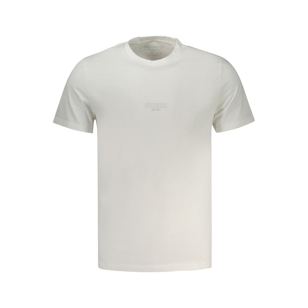 T-Shirt by Guess Jeans for men in organic cotton white & print features an on trend silhouette, perfectly showcasing a on trend short-sleeve and crew neckline for an elevated aesthetic.