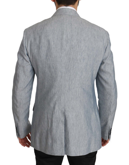 Dolce & Gabbana Men's Double Breasted Flax & Silk Blazer - Light Blue