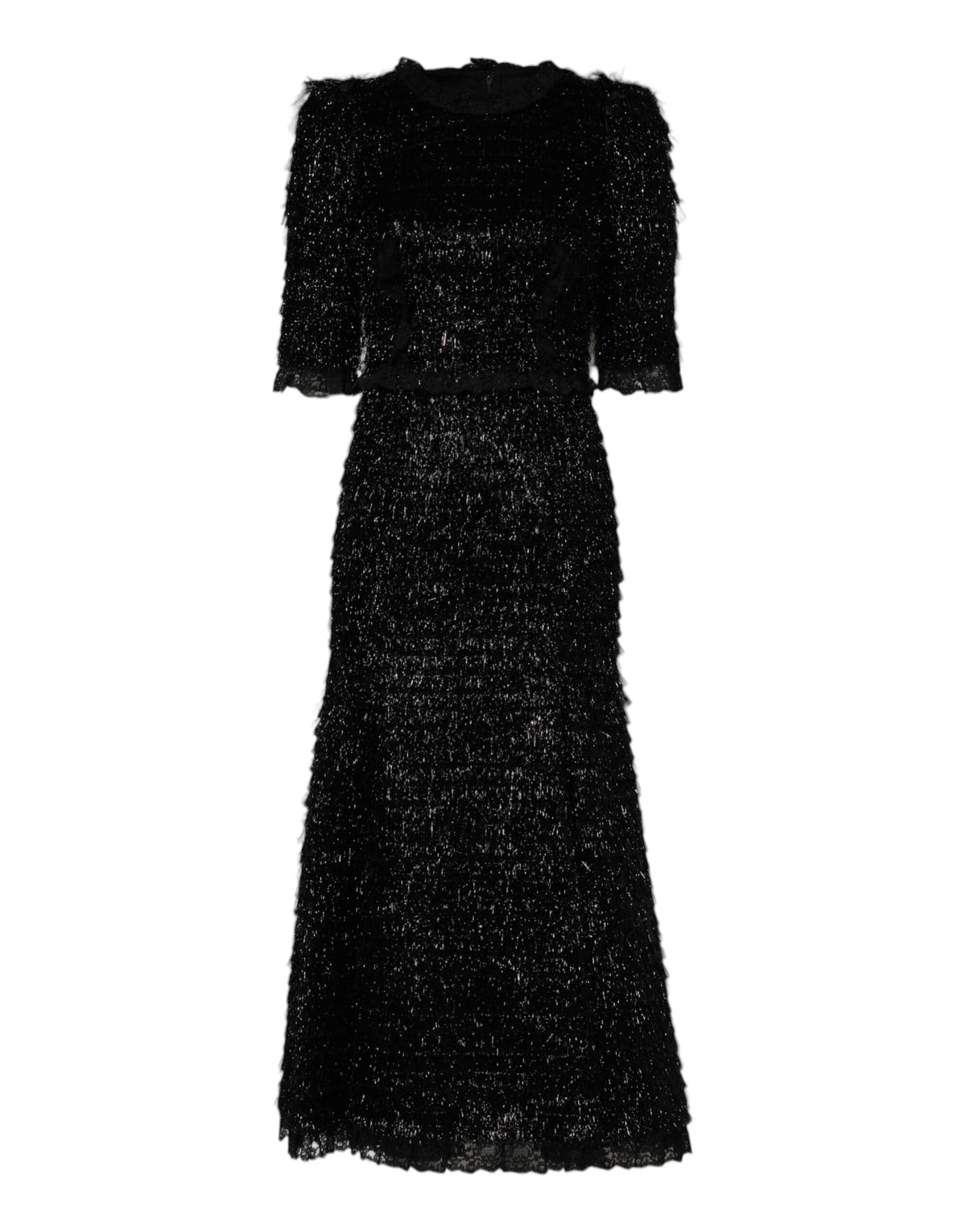 Dolce & Gabbana Women's A Line Short-Sleeve Polyamide Polyester & Silk Maxi Midi Short Dress - Black
