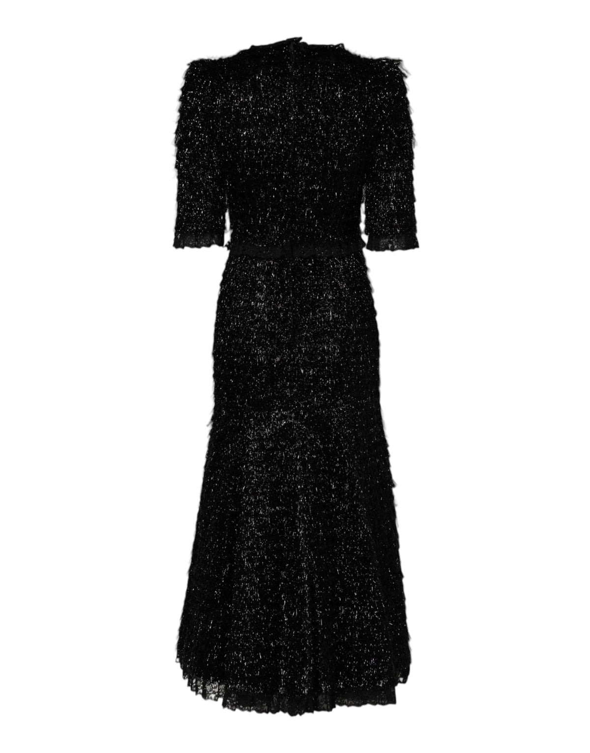 Dolce & Gabbana Women's A Line Short-Sleeve Polyamide Polyester & Silk Maxi Midi Short Dress - Black