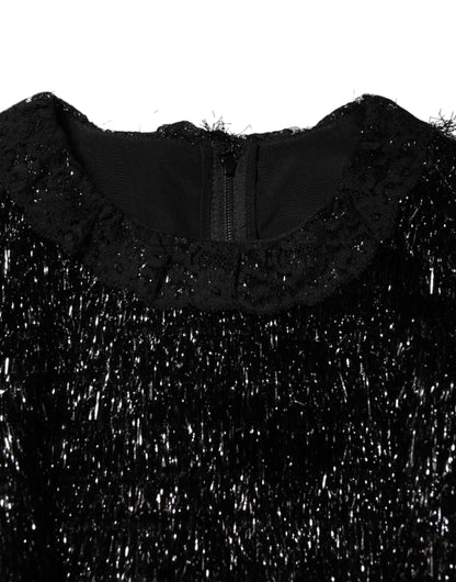 Dolce & Gabbana Women's A Line Short-Sleeve Polyamide Polyester & Silk Maxi Midi Short Dress - Black