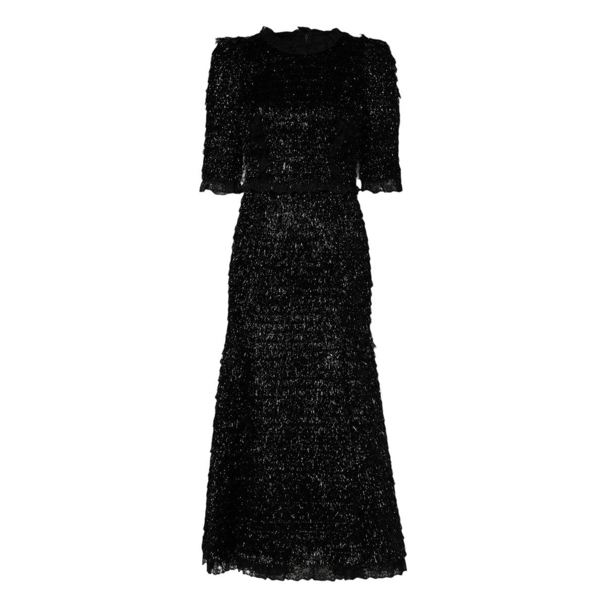 Dolce & Gabbana Women's A Line Short-Sleeve Polyamide Polyester & Silk Maxi Midi Short Dress - Black