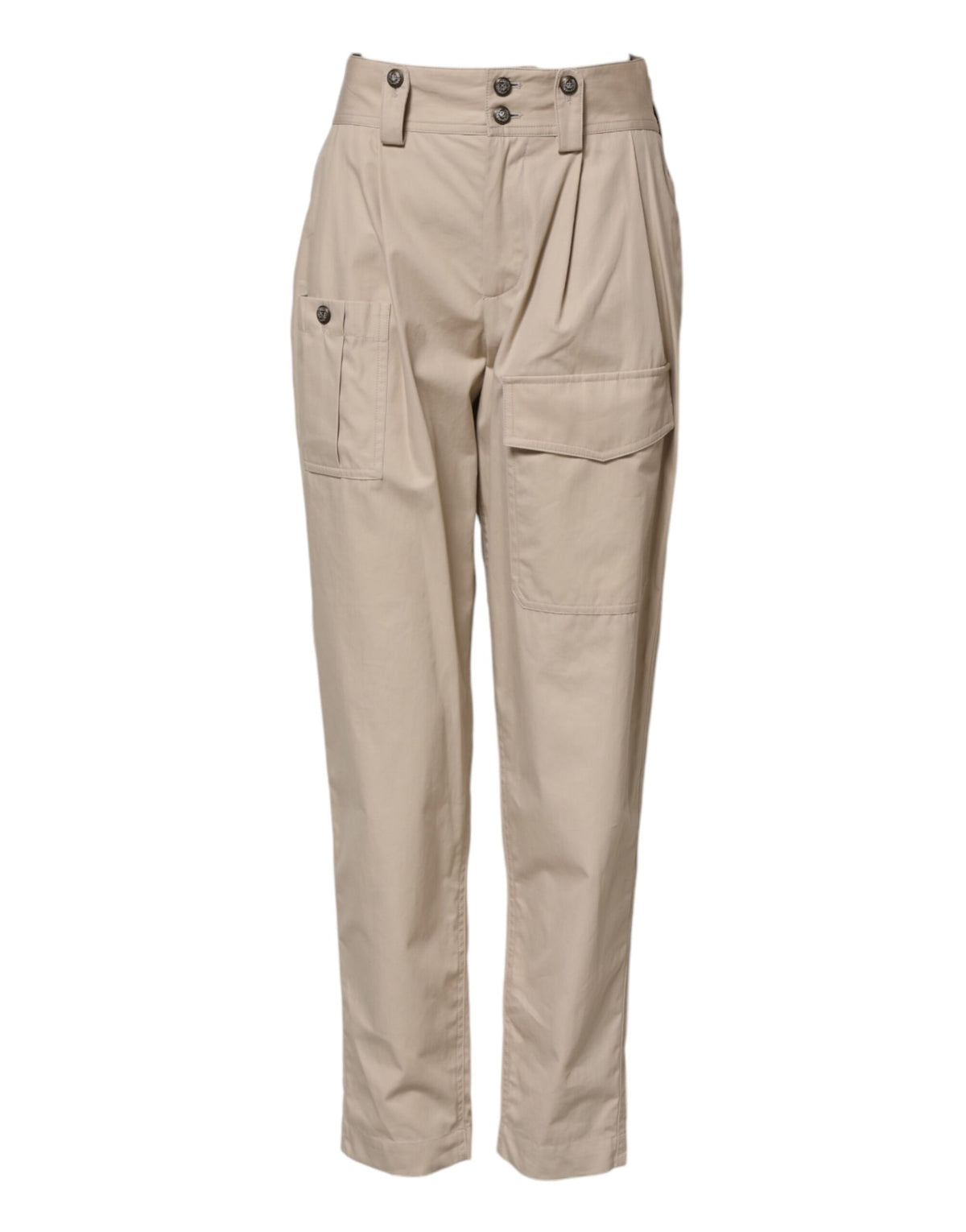Dolce & Gabbana Women's Tapered Leg Regular Fit High Rise Cotton Jeans - Beige