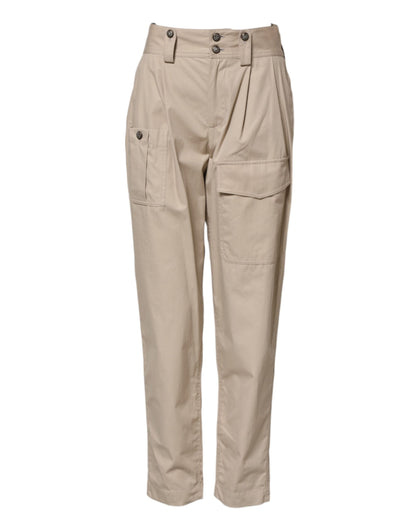 Dolce & Gabbana Women's Tapered Leg Regular Fit High Rise Cotton Jeans - Beige