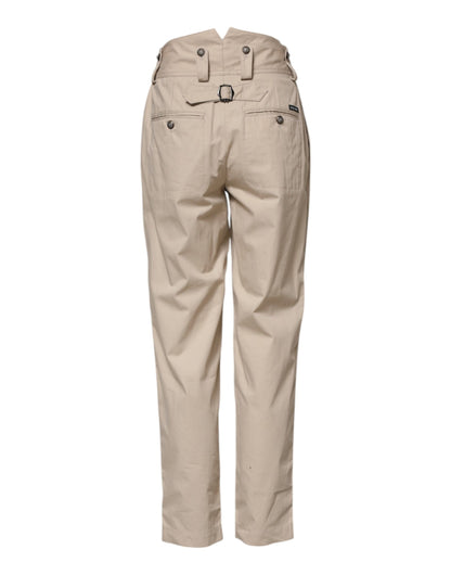 Dolce & Gabbana Women's Tapered Leg Regular Fit High Rise Cotton Jeans - Beige