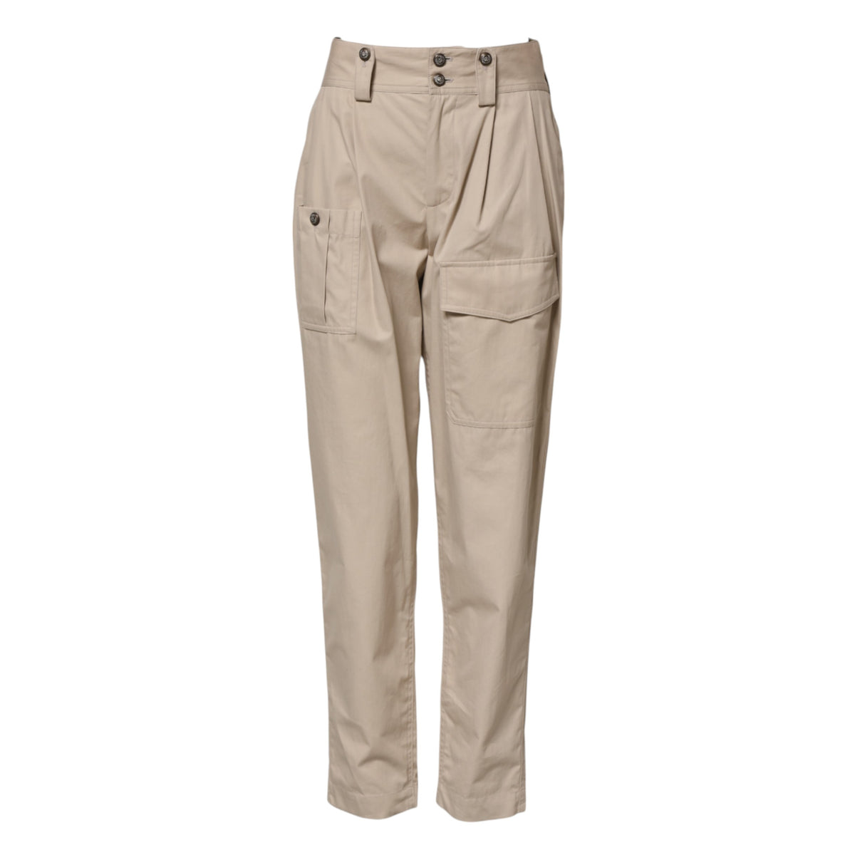 Dolce & Gabbana Women's Tapered Leg Regular Fit High Rise Cotton Jeans - Beige