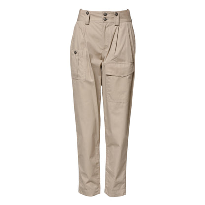 Dolce & Gabbana Women's Tapered Leg Regular Fit High Rise Cotton Jeans - Beige