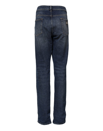 Dolce & Gabbana 9 To 5 Women's Straight Regular Fit Mid Rise Stretch Denim Cotton Jeans - Blue