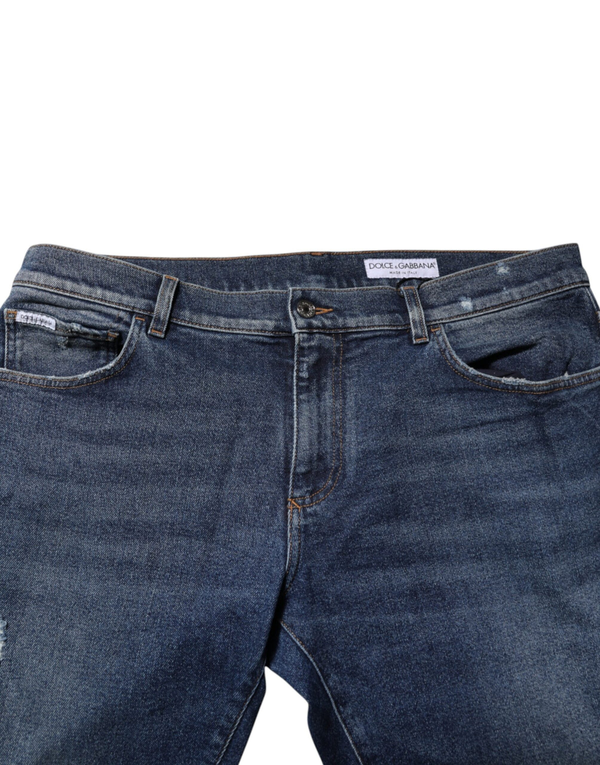 Dolce & Gabbana 9 To 5 Women's Straight Regular Fit Mid Rise Stretch Denim Cotton Jeans - Blue