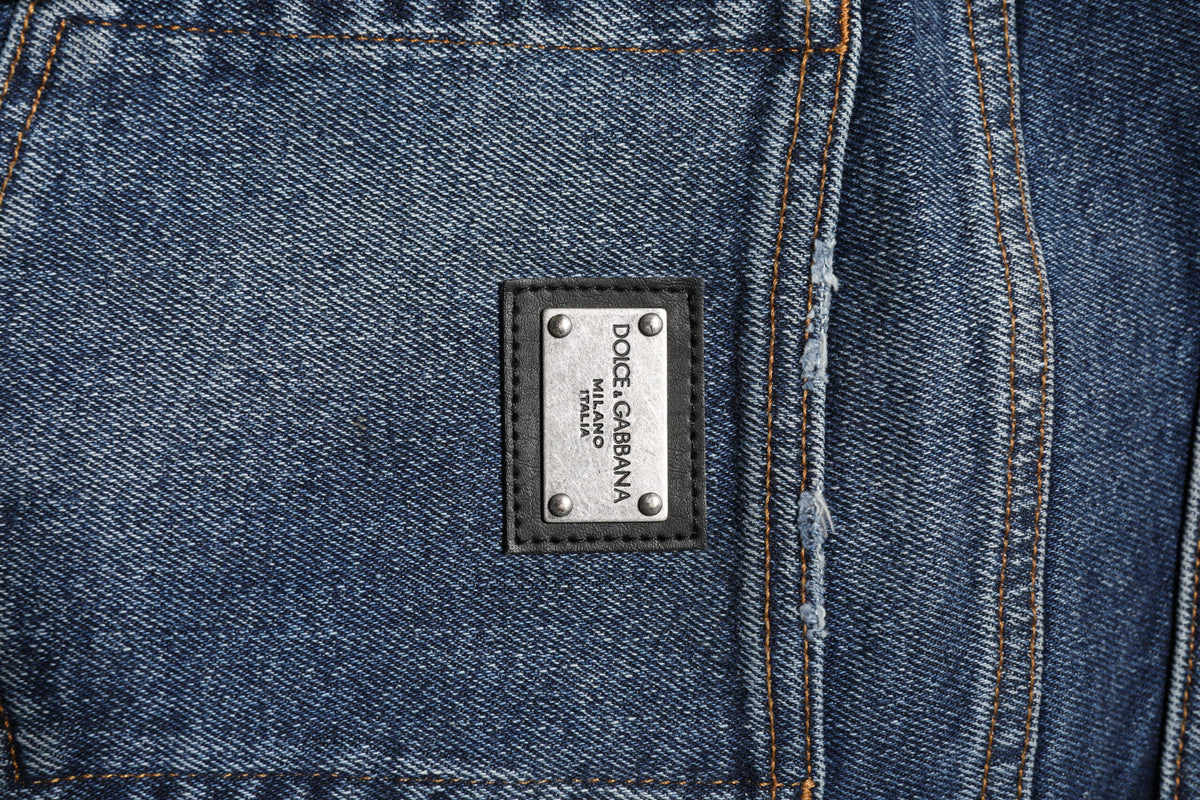 Dolce & Gabbana 9 To 5 Women's Straight Regular Fit Mid Rise Stretch Denim Cotton Jeans - Blue
