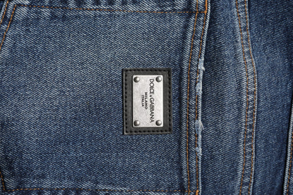 Dolce & Gabbana 9 To 5 Women's Straight Regular Fit Mid Rise Stretch Denim Cotton Jeans - Blue