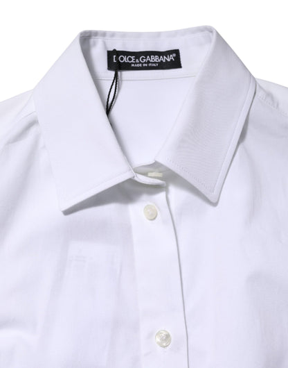 Dolce & Gabbana White Cotton Long Sleeves Collared Shirt Top