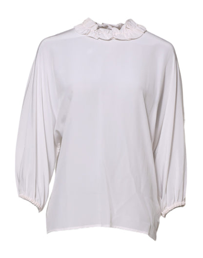 Dolce & Gabbana Women's Long-Sleeve Silk Blouse - White