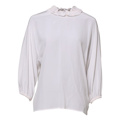 Dolce & Gabbana Women's Long-Sleeve Silk Blouse - White