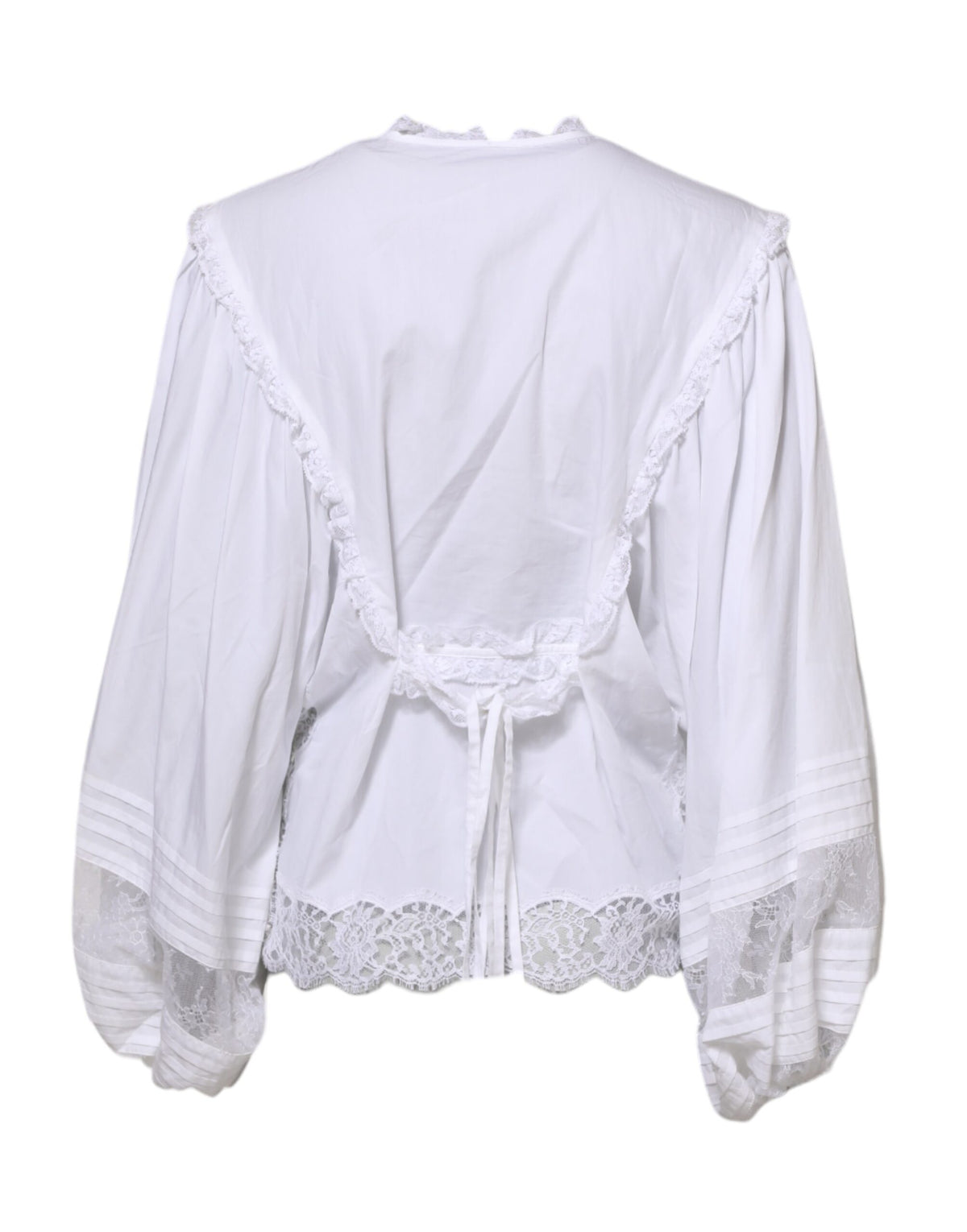 Dolce & Gabbana Women's Long-Sleeve Cotton Lace Polyester & Viscose Blouse - White
