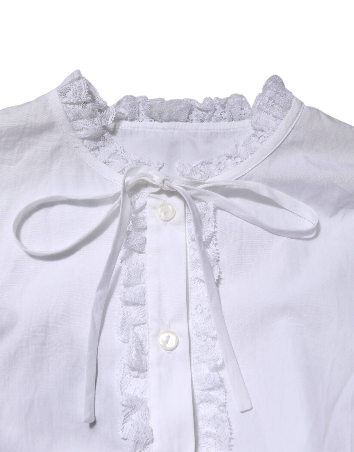 Dolce & Gabbana Women's Long-Sleeve Cotton Lace Polyester & Viscose Blouse - White