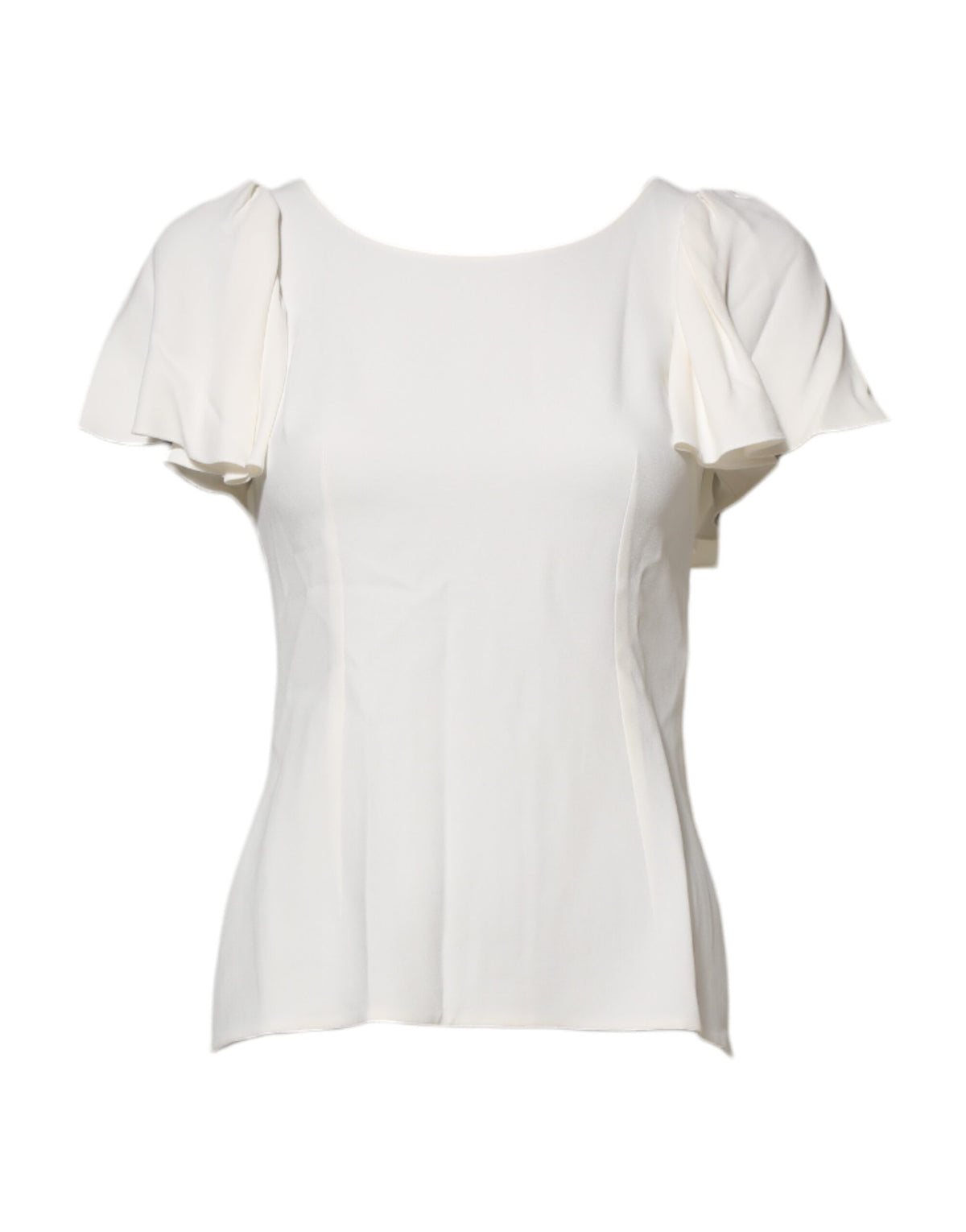 Dolce & Gabbana Women's Flared Short-Sleeve Round Neck Acetate & Stretch Viscose Blouse - White