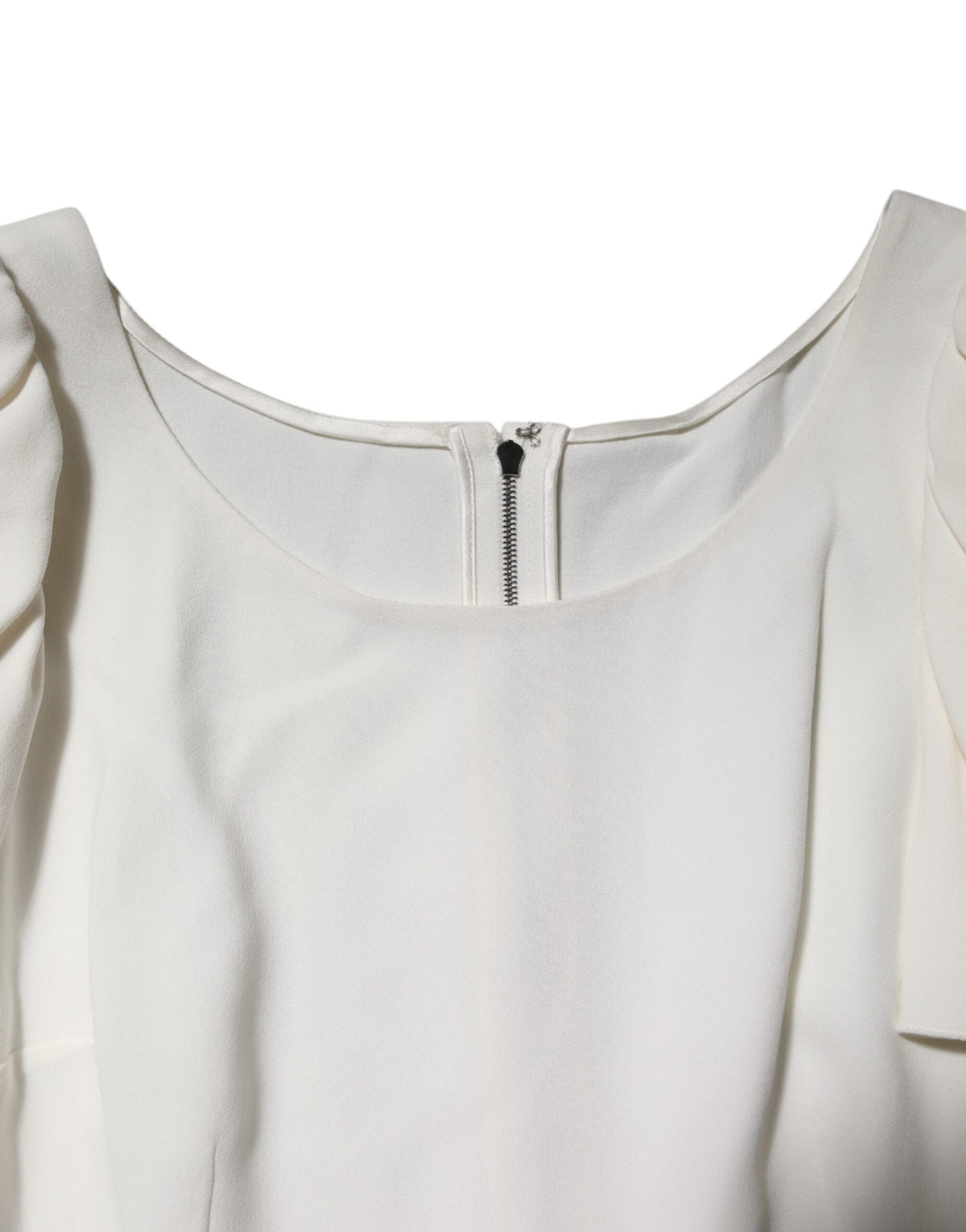 Dolce & Gabbana Women's Flared Short-Sleeve Round Neck Acetate & Stretch Viscose Blouse - White