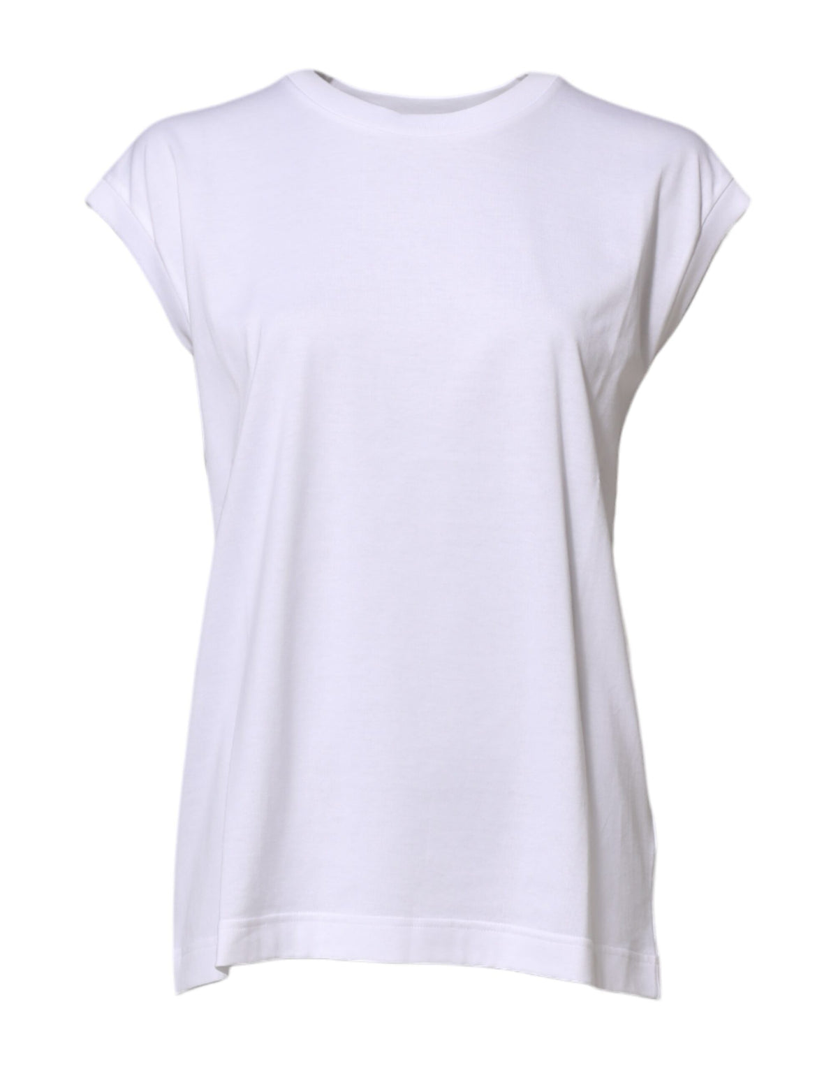 Dolce & Gabbana Women's Sleeveless Crew Neck Cotton T-Shirt - White