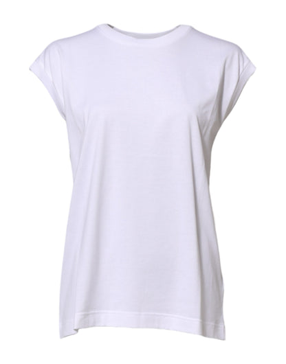 Dolce & Gabbana Women's Sleeveless Crew Neck Cotton T-Shirt - White