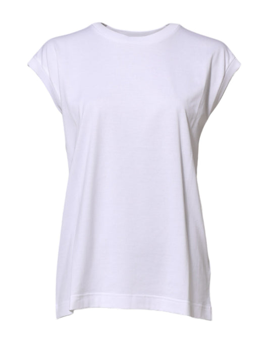 Dolce & Gabbana Women's Sleeveless Crew Neck Cotton T-Shirt - White