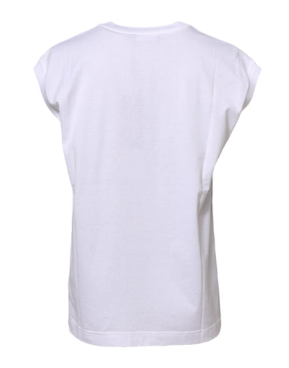 Dolce & Gabbana Women's Sleeveless Crew Neck Cotton T-Shirt - White