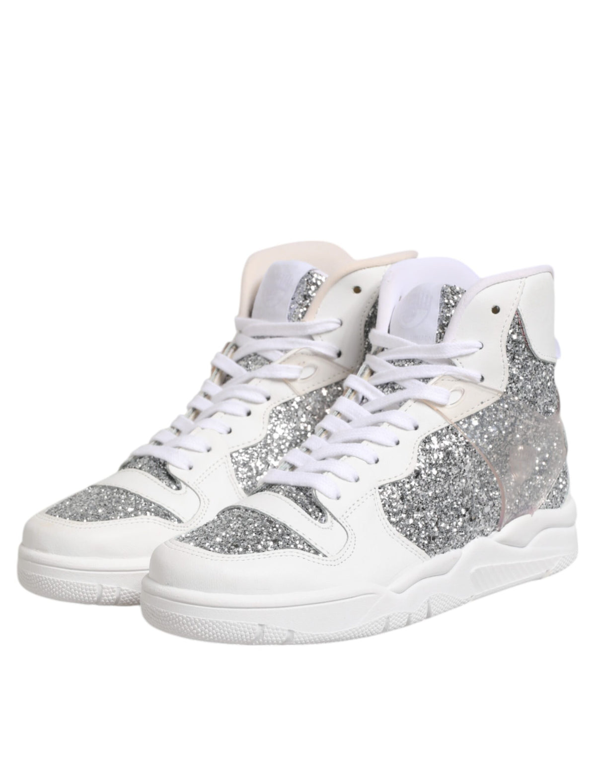 Chiara Ferragni Women's High Top Leather & Rubber Sneakers - Silver White