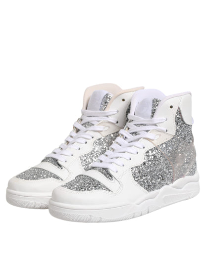 Chiara Ferragni Women's High Top Leather & Rubber Sneakers - Silver White