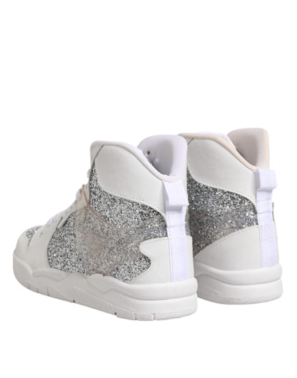 Chiara Ferragni Women's High Top Leather & Rubber Sneakers - Silver White