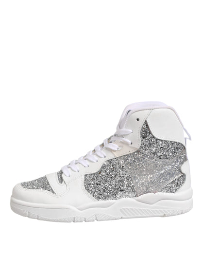 Chiara Ferragni Women's High Top Leather & Rubber Sneakers - Silver White