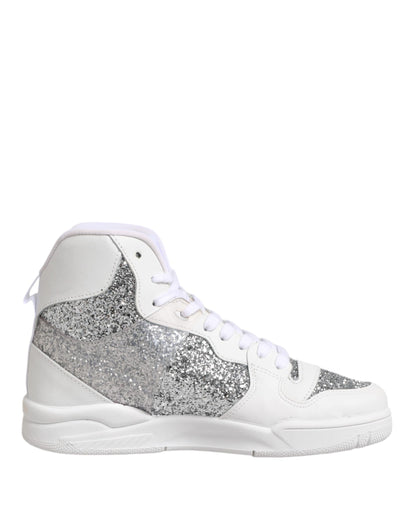 Chiara Ferragni Women's High Top Leather & Rubber Sneakers - Silver White
