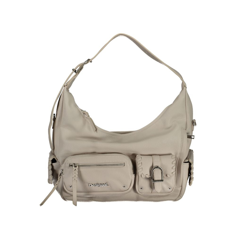 Handbag by Desigual for women in polyethylene white features a refined silhouette, showcasing a secure zipper, organized external-pockets & internal-pockets, and versatile shoulder-strap, adjustable-strap & handle for a refined finish.