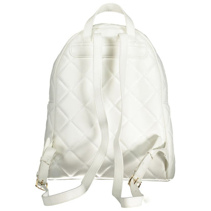Mario Valentino White Quilted Faux Leather Backpack