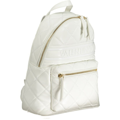 Mario Valentino White Quilted Faux Leather Backpack