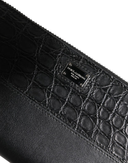 Dolce & Gabbana Exotic Leather Cardholder Wallet - Black Green Signature
