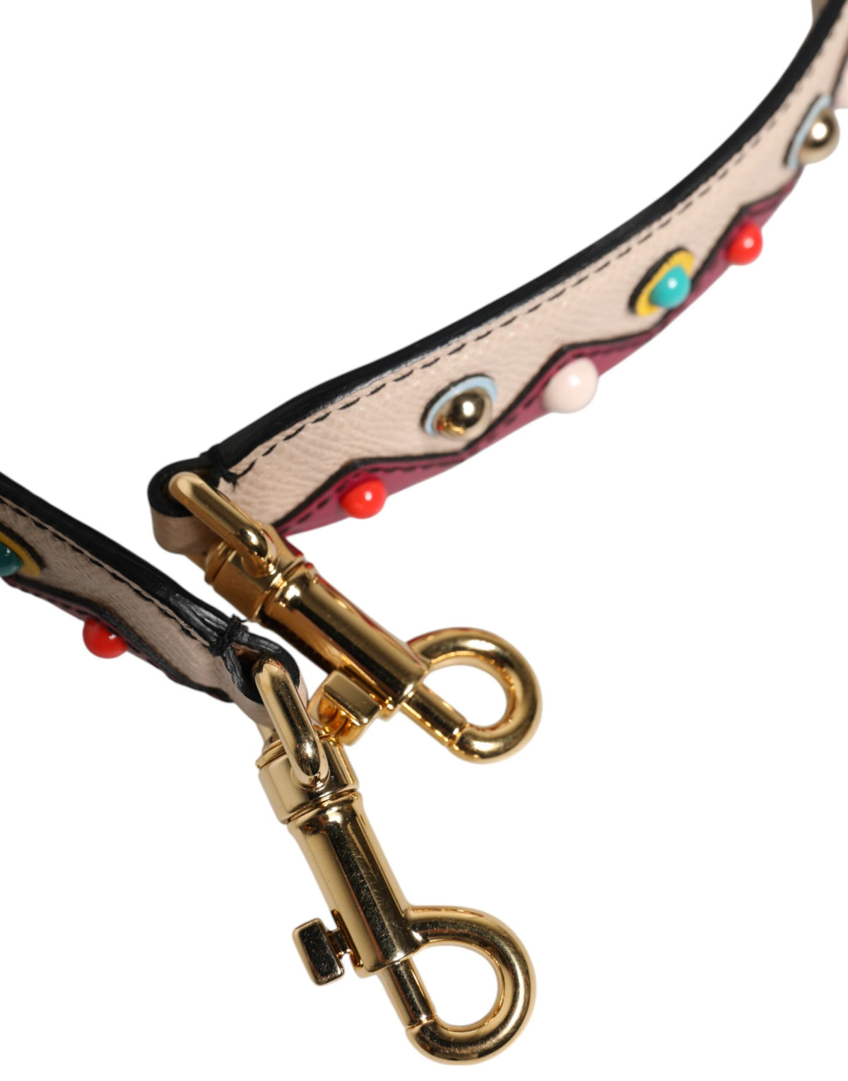 Dolce & Gabbana Leather Metal Shoulder Strap - Beige Gold Multicolor Red
